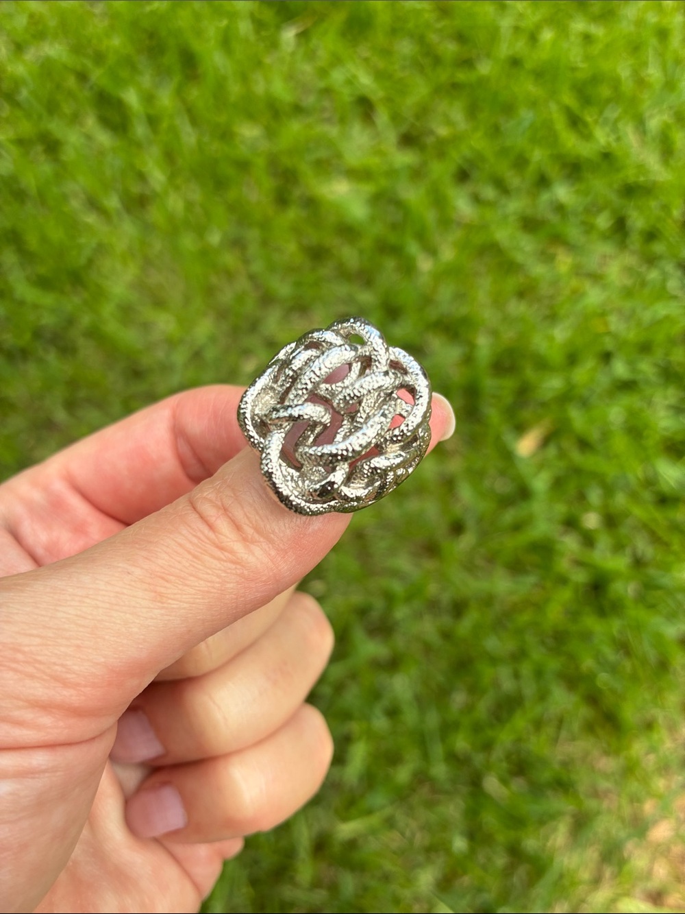 Silver Textured Knot Statement Ring - Women Jewelry